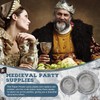 Jingmore 180 Pcs Medieval Party Supplies Disposable Pewter Paper Plates