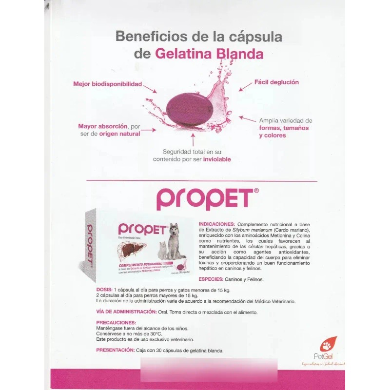 Propet Caps Gel Hepatoprotector Natural Perros Gatos