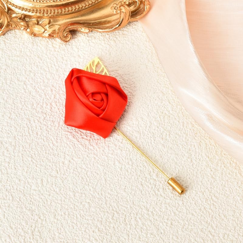 Flower Lapel Pins for Men Wedding Brooches Cloth Art Hand-Made