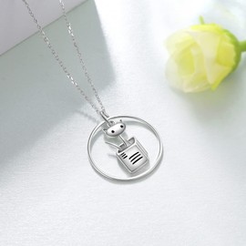 Cute Cat Necklace for Women Sterling Silver Animal Cat In A Box Pendant Necklace Birthday Christmas Gifts for Cat Lovers