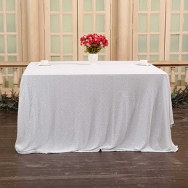 Eternal Beauty Sparkly Rectangle Sequin Tablecloths Wedding Party Banquet (White,50x80 inches,Rectangle)