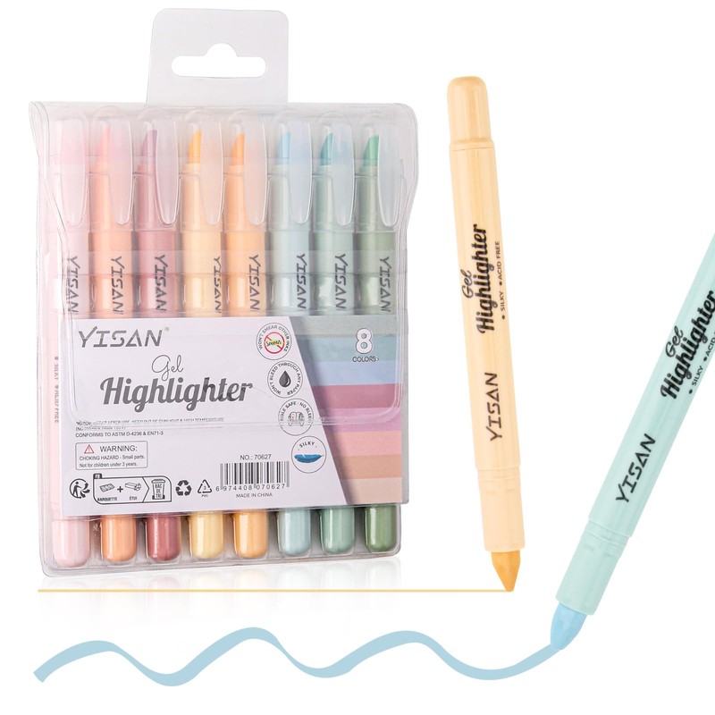 YISAN Bible Highlighter, Dry Highlighter,No Bleed Highlighter Marker Pens, 8
