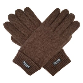 BRUCERIVER Men Pure Wool Knitted Gloves with Thinsulate Lining Size L/XL (Brown)