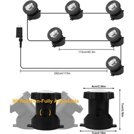 CREPOW RGB Underwater Pond Lights, Super Bright LED Submersible Fountain Lights Colored Landscape Spotlights, Bluetooth APP Control IP68 Waterproof for Fish Aquarium Tank Garden Yard Pool (Set of 6)