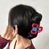 Diab Button Ribbon Hair Claw Clip Giant Lovely Unique Tied Updo / 디아브 단추 리본 헤어 집게핀 대왕 러블리 유니크 묶음 올림머리