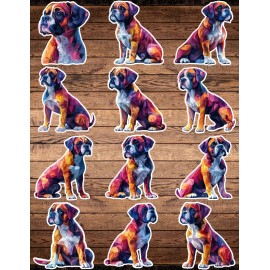 Unbranded Geometric Boxer Dog Die Cut Vinyl Stickers Set Scrapbooking Laptop WaterBottle