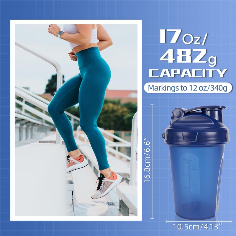 28oz & 17oz Protein Shaker Bottles with Blending Ball-Blue