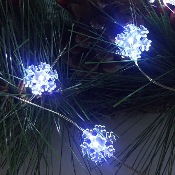 2 Pack Battery Operated Mini Snowflake Led Fairy Lights with