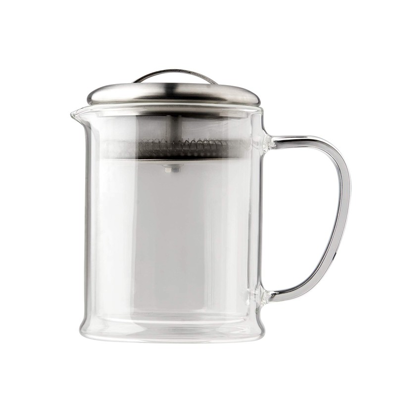 casaWare Double Wall Borosilicate Glass Tea pot with Strainer Lid