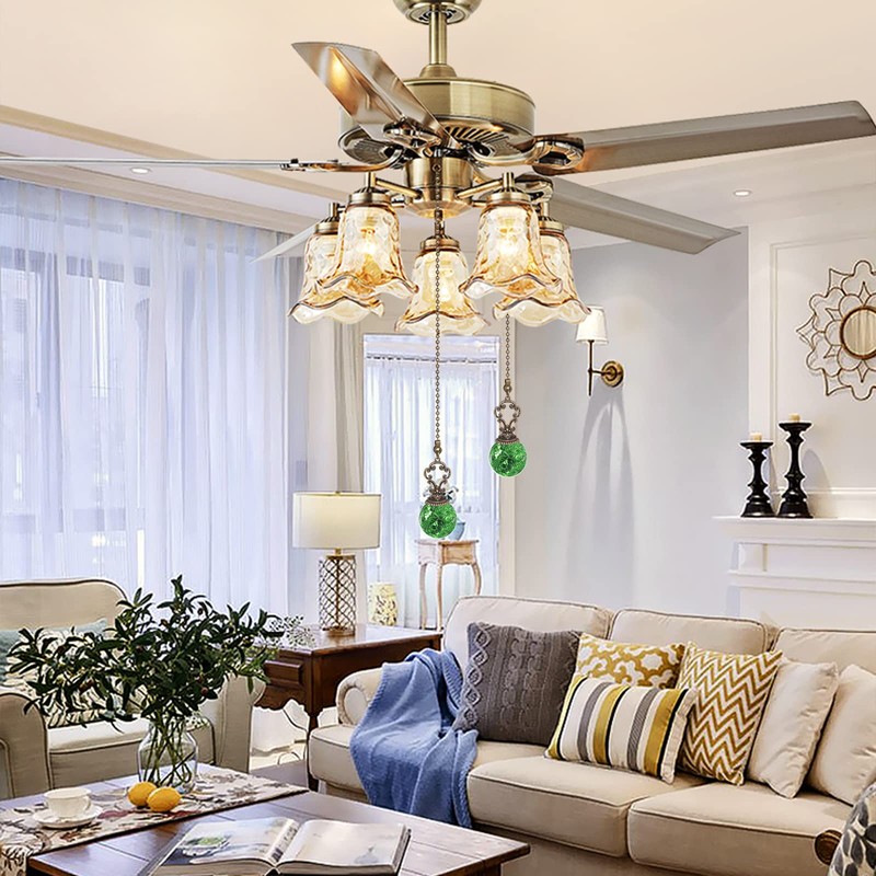 Ceiling Fan Pull Chain, Decorative Crstal Fan Pull Chain Extension,