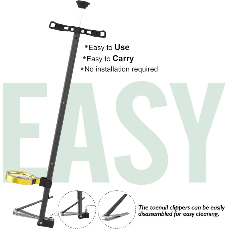 Long Handle Toenail Clippers with Magnifier -Wide Jaw & Ergonomic