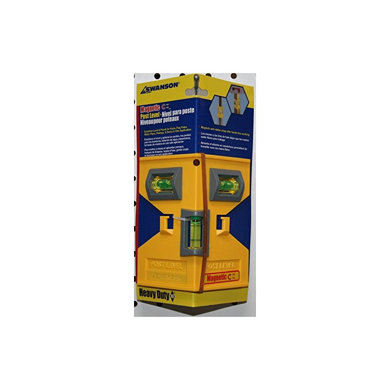 Swanson Tool Co PL001M Magnetic Composite Post Level, Yellow, Includes
