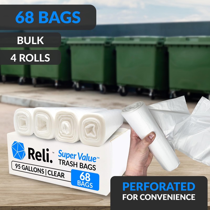 Reli. 95 Trash Bags Heavy Duty | 68 Trash Bags