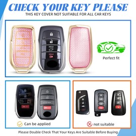 MILD EAST Key Fob Cover for Toyota Land Cruiser Venza RAV4 4Runner Corolla Grand Highlander Tundra Crown Tacoma Corolla Camry (Gold-pink)