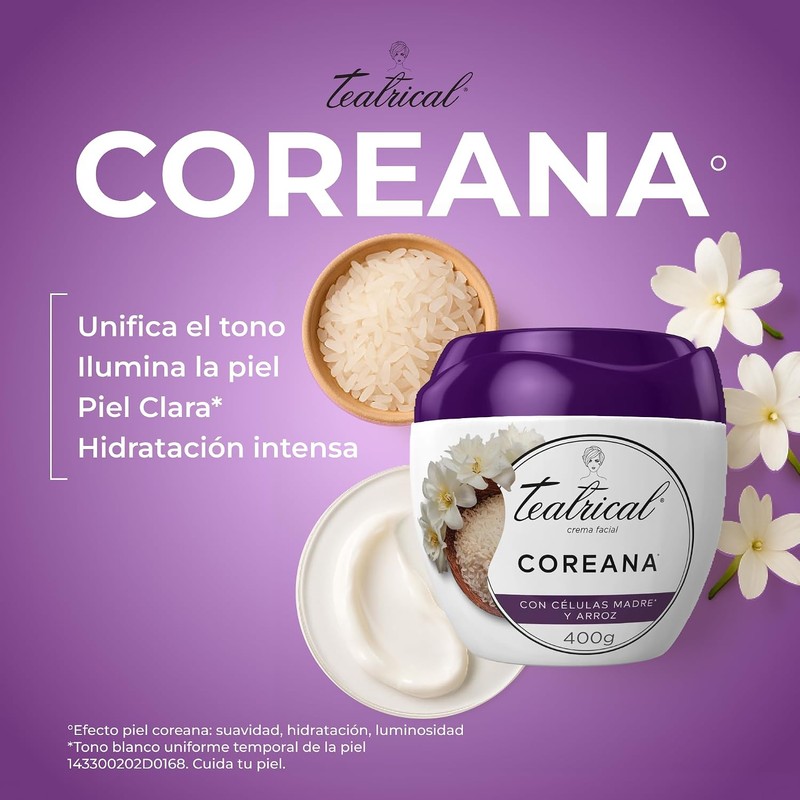 TEATRICAL Piel Coreana Crema Facial con Células Madre y Arroz,