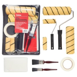 ProDec ProDec 11 pc Professional Home Decorating Kit, Paint Rollers & Tray Set with Paint Brushes, Dust Sheet, Masking Tape - Roller Sets for Painting Walls & Ceilings with Emulsion, Mini Roller for Emulsion