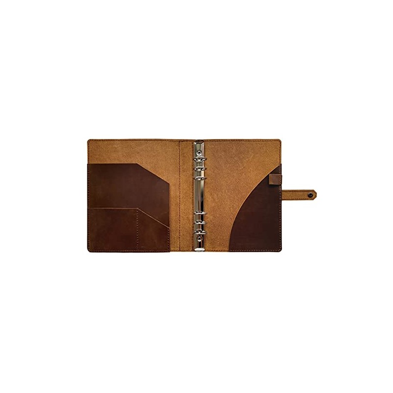 Genuine Leather Binder Portfolio, 6 Ring Binder Organizer with Inner