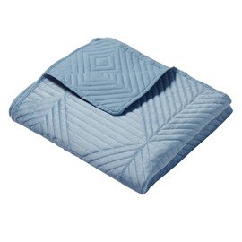 Greenland Home Riviera Velvet Finely Stitched Quilted Throw Blanket, 50 W x 60 L, Spa Blue