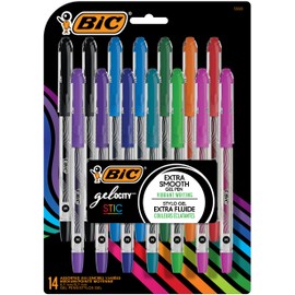 BIC BIC Gel-ocity Smooth Stic Gel Pen, Medium Point (0.7mm), Assorted Colors, 14-Count, Vibrant and Smooth Gel Ink Pens