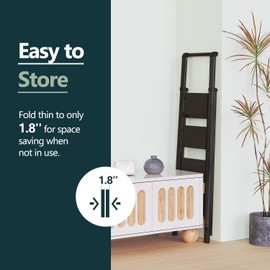 WOA WOA 4 Step Ladder, Ladders for Home, Anti-Slip Aluminum Pedals, Step Stool Foldable, Lightweight to Move, Ease of Storage, Reach 9ft for Closet Kitchen Library, Hold 300lbs - Black