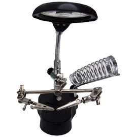 MAGNA-DESK 2 LED High-Power 3.5X & 12X LED Helping Hand Magnifier | Precision Soldering Stand & Alligator Clamps | Ideal for Electronics Repair, Jewelry Crafting