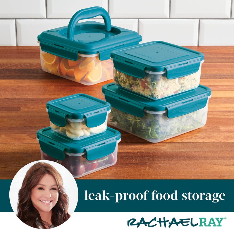 Rachael Ray Leak-Proof Nestable Container Food Storage Bin Set, 10-Piece