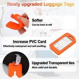 2 Pack Silicone Luggage Tags for Suitcases, Bag Tags for Luggage, Waterproof and Durable Suitcase Tags, Travel Accessories (Light Green)