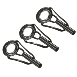 PATIKIL 3.2mm Tube Diameter Fishing Rod Tip Rod Tip Ring Tip Guide Ring Fishing Tackle Repair Kit 3pcs Stainless Steel Black for Saltwater Freshwater Fishing