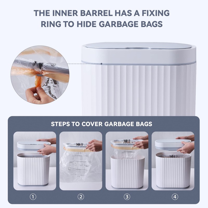 ELPHECO Bathroom Trash Can with lid - 2.5 Gallon Waterproof