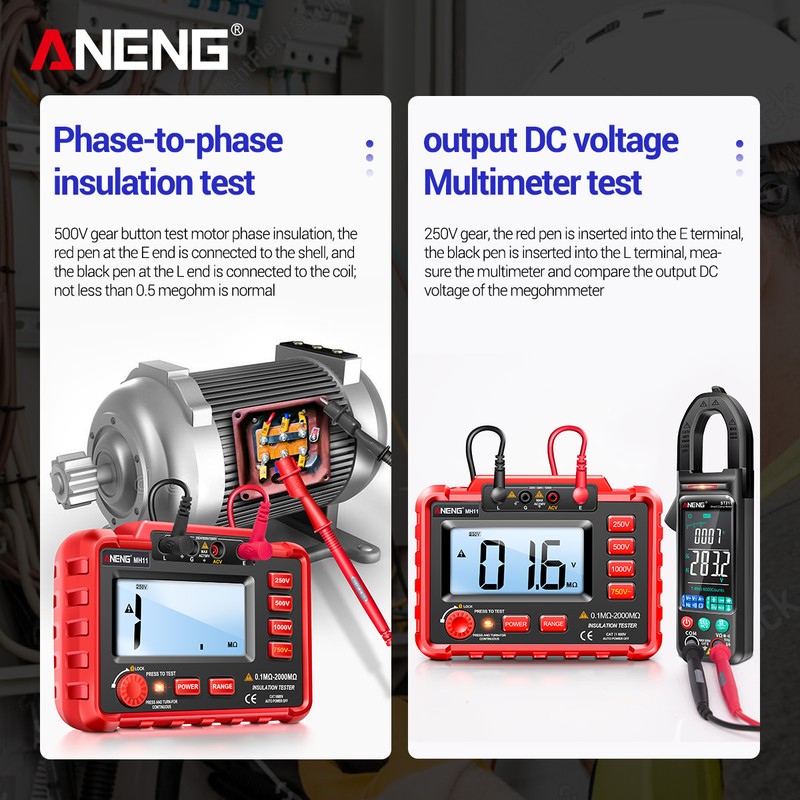 ANENG MH11 Megohmmeter Digital 500V High Voltage Electronic Shaking Table