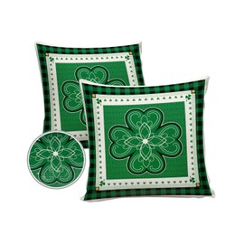 Waterproof Pillow Covers for Couch Throw Pillow Cases Set of 2,St. Patrick's Day Celtic Knots Lucky Shamrock Decorative Cushion Pillow Covers 20x12In,Indoor Outdoor Decoration Buffalo Plaid
