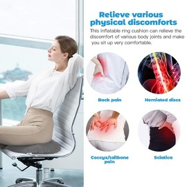 Haemorrhoid Seat Cushion Lnflatable Round Cushion with Pump Lnflatable Orthopaedic Round Cushion Inflatable Doughnut, Used for Hemorrhoids Coccyx Pain and Pregnant Women (Blue)