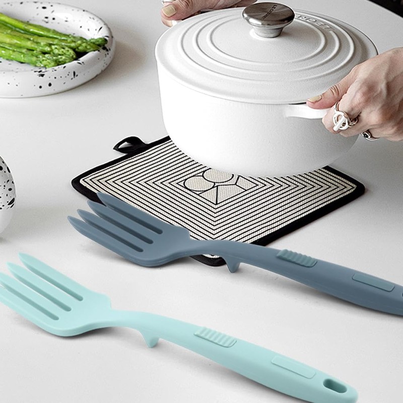 2Pack Silicone Cooking Forks, 11.6 Inch Nonstick Serving Forks for