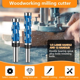 Flush Trimming Bit Flush Trim Router Bit Set 1/2 Inch Shank Top Bearing Flush Trim Router Bit (2 PCS) (2PCS)