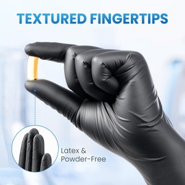 Borje 6 Mil Nitrile Gloves, 100 Count, Heavy-Duty Disposable Gloves, Black, X-Large, Latex Free, Powder-Free, Food Safe, Cooking, Mechanic, Cleaning