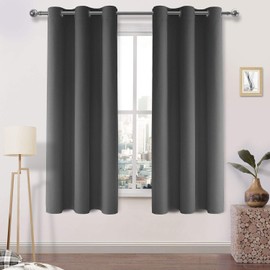 DWCN Blackout Curtains Room Darkening Thermal Insulated Grommet Window Curtain for Bedroom Living Room W42 x L72 Inches Long, Dark Grey Thick Curtain, Set of 2