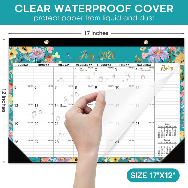 Taja Desk Calendar 2026-2027, Jul 2026-Dec 2027, 18-Month, 17" x