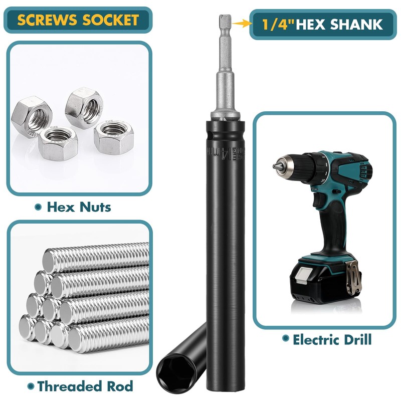 Blulu 9/16"(14mm) Power Nut Driver, Nut Runner Hollow Socket with