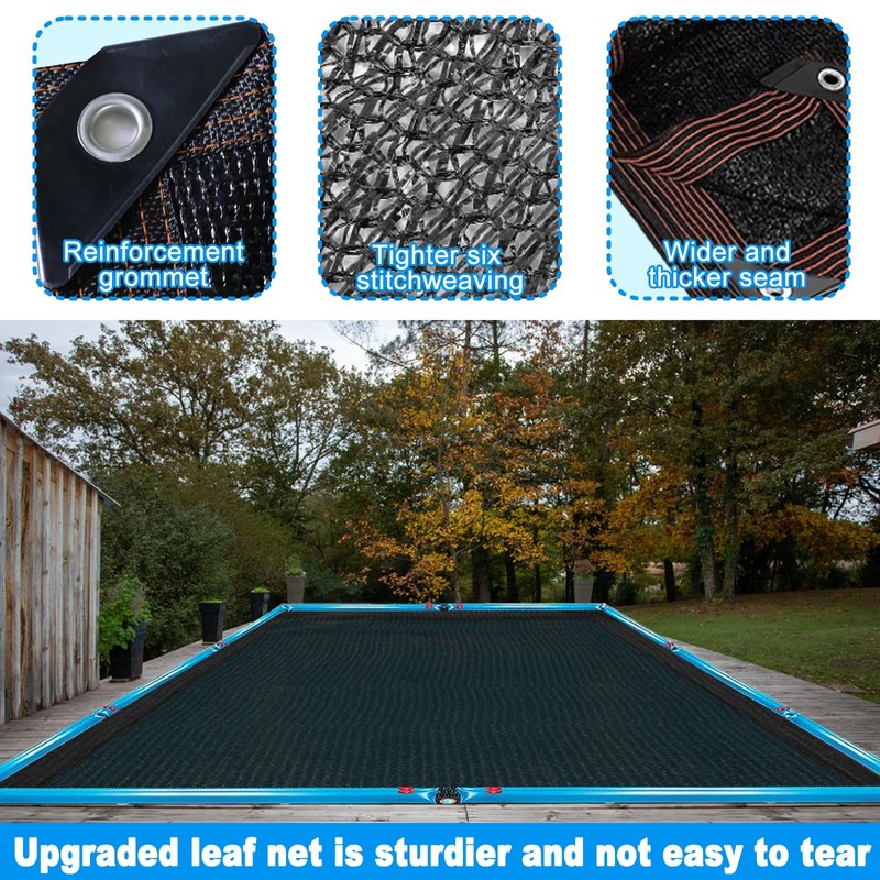 Hlimior 36 ft x 18 ft Black Pool Leaf Net