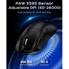 VGN F1 Pro Max Lightspeed Wireless Gaming Mouse with Dual-Mode 2.4G/Type-C Wired - 25K Sensor - 26,000 DPI - 55g Lightweight - 6 Programmable Buttons - Up to 200h Battery Life for PC/Mac- Black