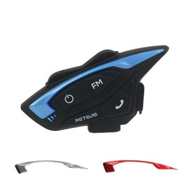 Retevis EZTalk 3A Motorcycle Helmet Headset, 5.1 Wireless Helmet with Clear Sound, 3s Reconnect, 28h Intercoms, 1000m Long Range Talkie, FM, IP65, Motorcycle Intercom for Cycling, Commuting (1 Pcs)