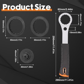 TranRantic Bicycle Bottom Bracket Tool, Bicycle Centre Lock Tool Compatible with Shimano Hollowtech II, BB9000, BBR60, M8000, for RaceFace, for RotorBSA30(with 2 Adaptors and 1 Crank Cover Tool)