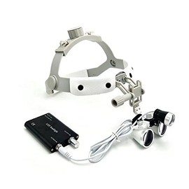 Hot Dental Loupes Surgical Binocular Glass 3.5x Magnifier with LED Headlight Leather Headband