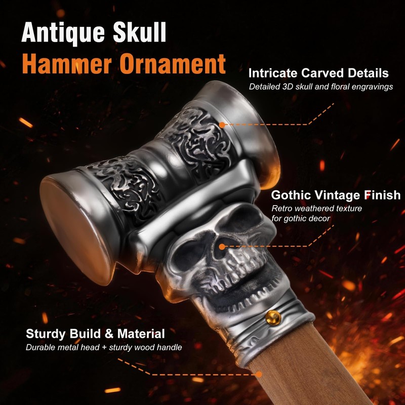 WOZWOZ Skull Fist Hammer Tool 1.87Lbs Solid Quenched Stainless Head