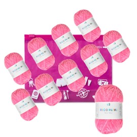 Chenille Yarn Crochet Yarn Craft Yarn Ricorumi Amigurumi Wool 10 Balls Neon Pink