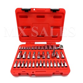 Cal Hawk New 38pc 1/4", 3/8" & 1/2" DR TORX STAR SOCKET SET & BIT MALE FEMALE SOCKET