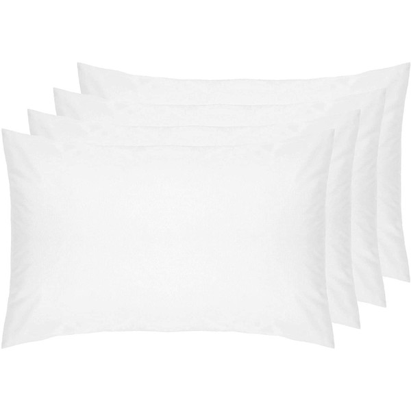 DTEX HOMES - Standard Pillow Cases (Pack of 4) Easy Care Soft Brushed Microfibre Fabric Shrinkage and Fade Resistant - White