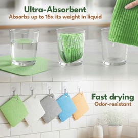 AIRNEX 5 Pack Swedish Dishcloths for Kitchen - Eco-Concious Reusable Dish Towels & Cloths - Super Absorbent, Odor Resistant and Fast Drying Wash Cloths for Dishes & Surfaces