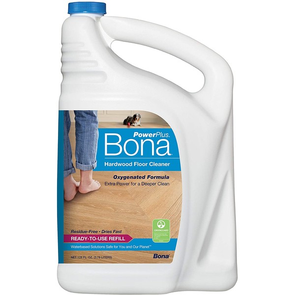 Bona PowerPlus Hardwood Floor Deep Cleaner Refill, Oxygenated Formula, 128 Fl Oz