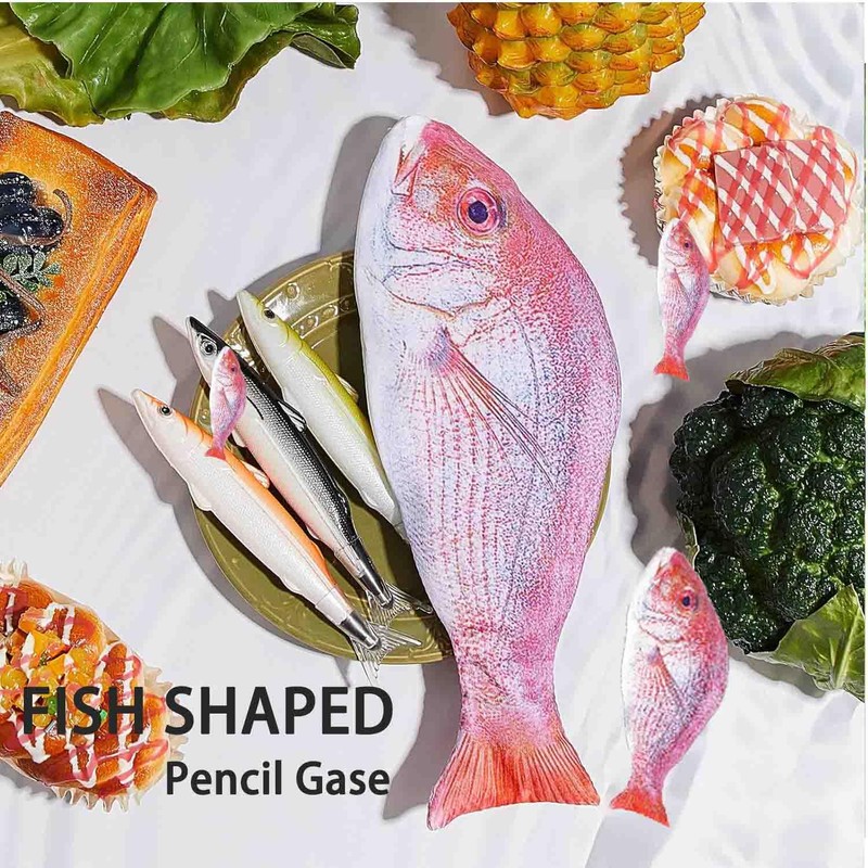 Novelty Fish Shaped Makeup Bag, Red, Cute Cosmetic Pouch